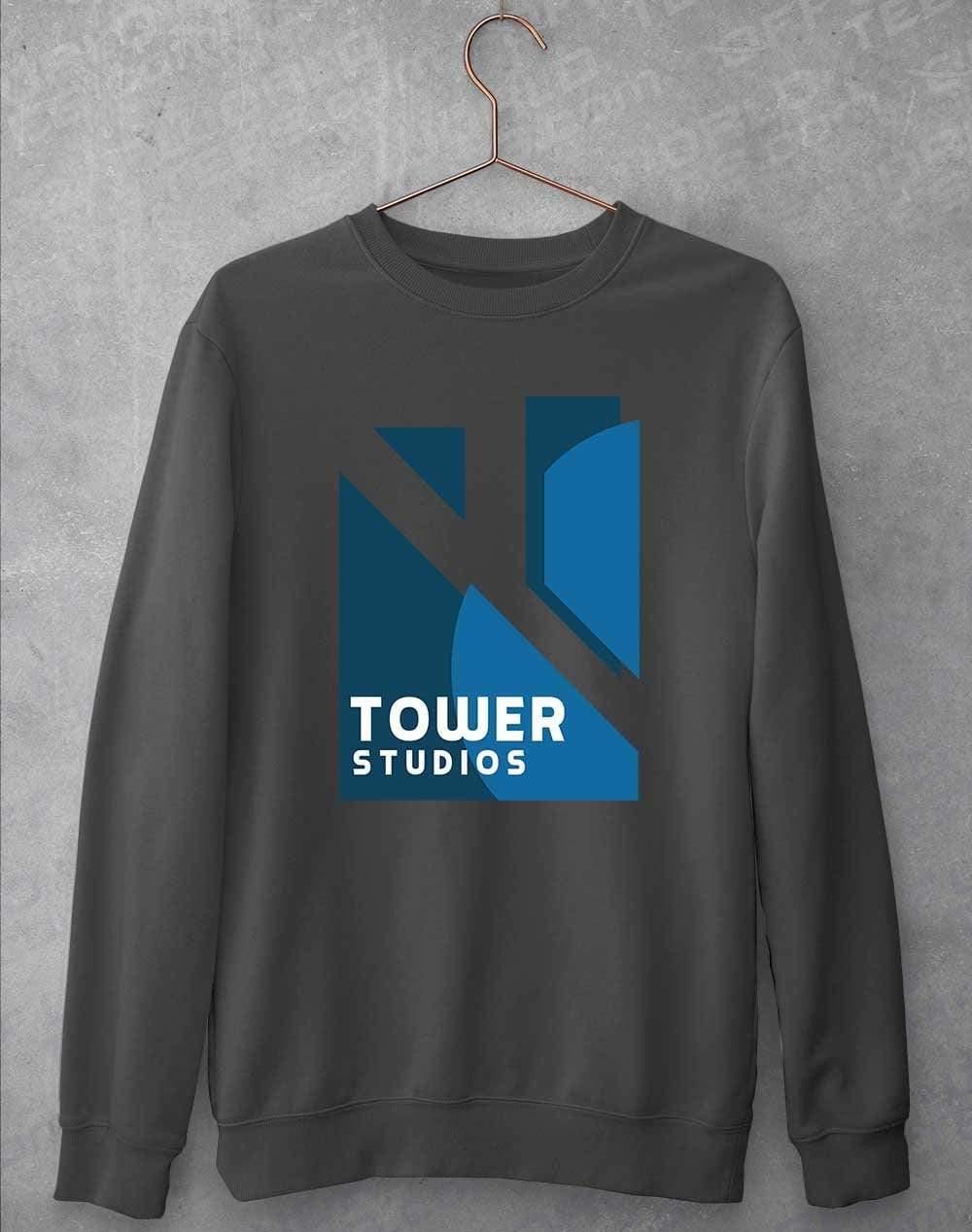 Tower Studios Logo Sweatshirt S / Charcoal  - Off World Tees